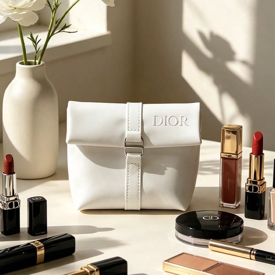 Dior’s Bag White Cosmetic Bag  - Luxury Skincare Samples ulasan dan harga