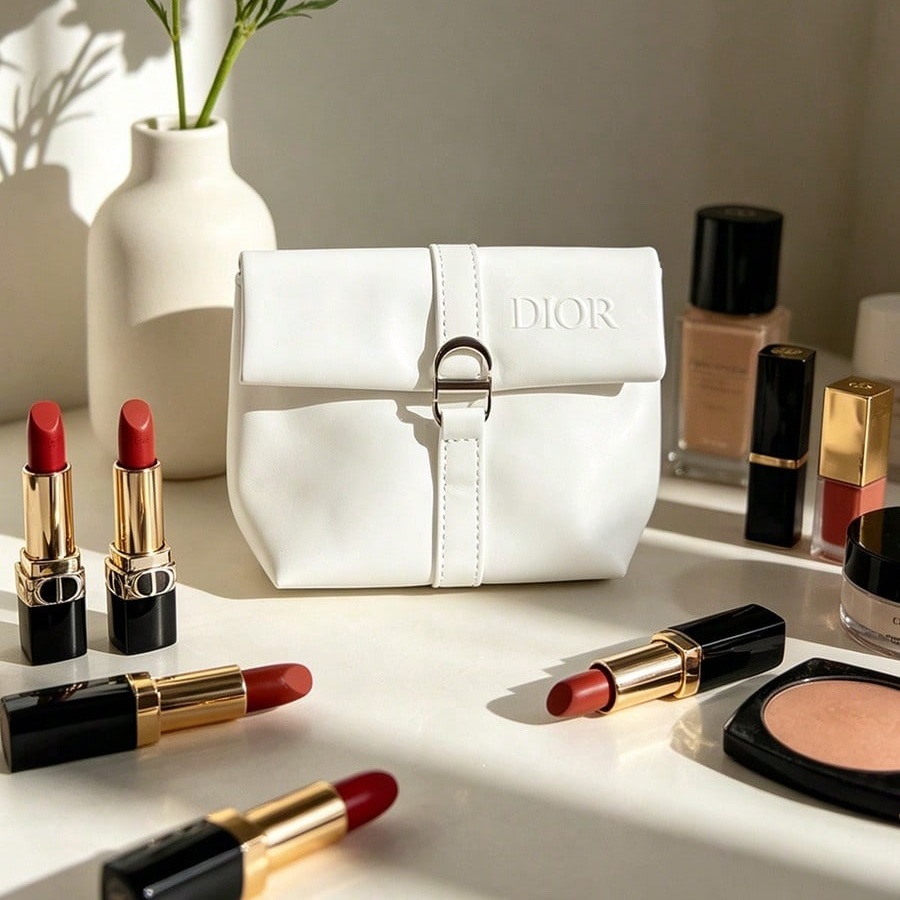 Dior’s Bag White Cosmetic Bag  - Luxury Skincare Samples ulasan dan harga